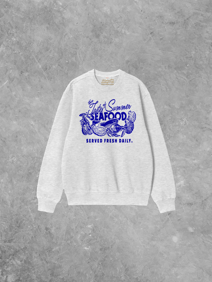 Underground Original Design: Taste of Summer, Seafood Boxy Cotton Sweatshirt