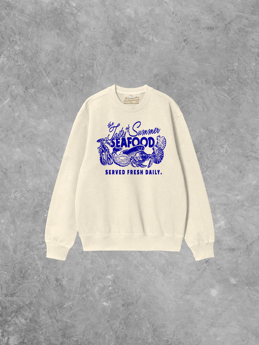 Underground Original Design: Taste of Summer, Seafood Boxy Cotton Sweatshirt