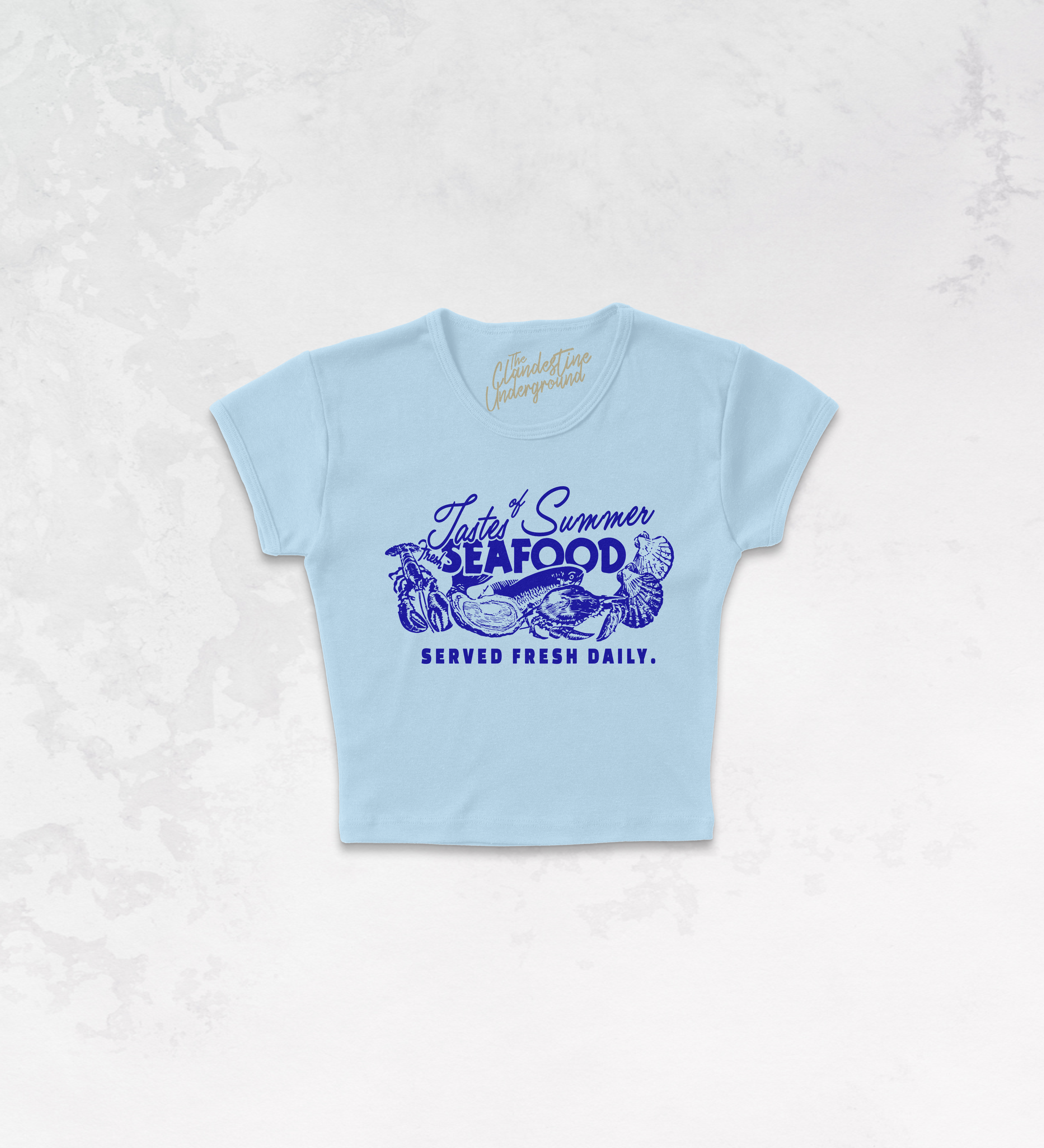 Underground Original Design: Tastes of Summer, Fresh Seafood Micro-Ribbed Baby Tee