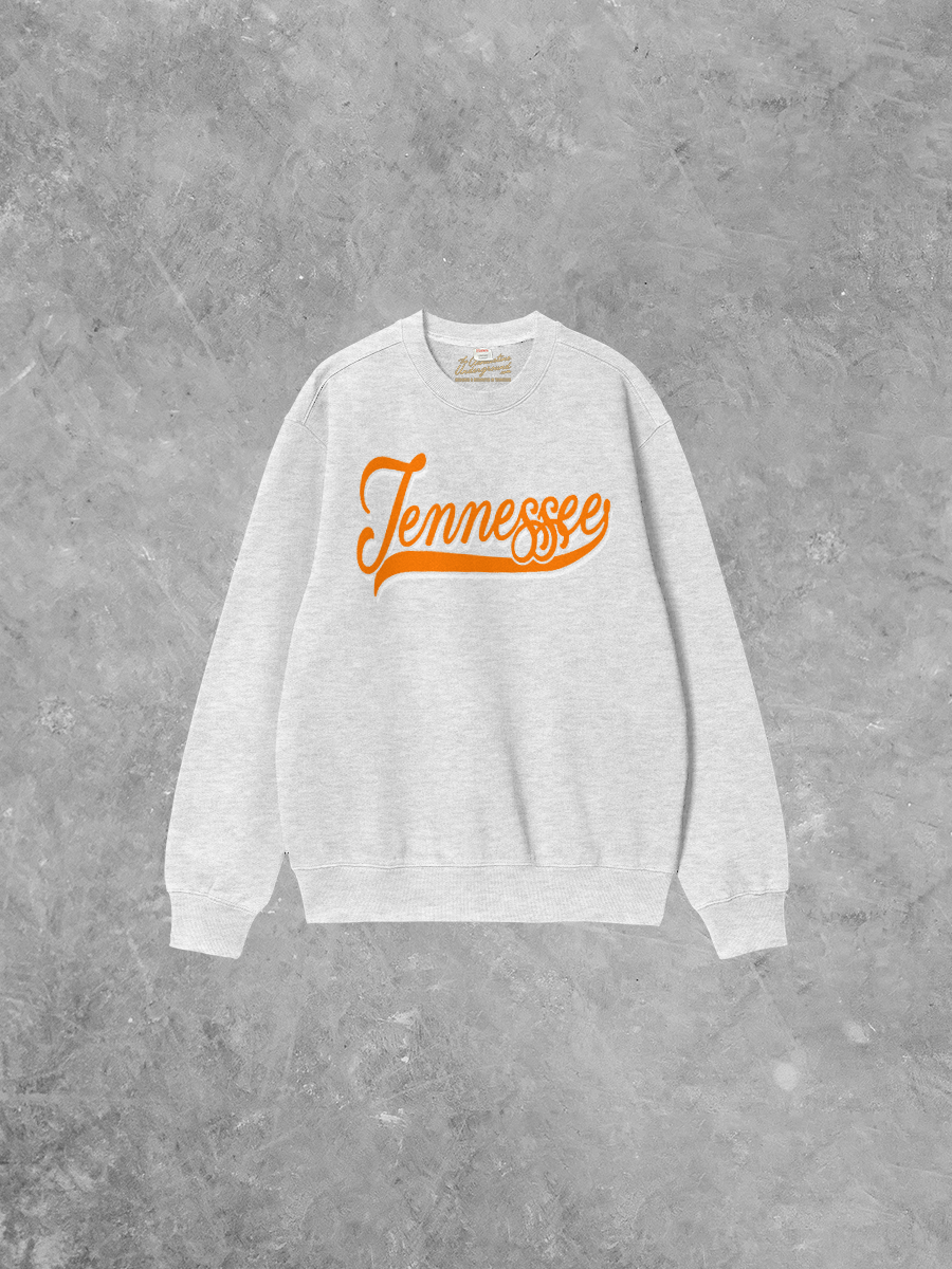 Underground Original Design: 90's Tennessee Script, Orange / White Boxy Cotton Sweatshirt