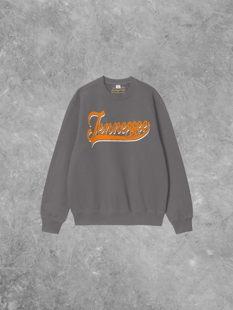 Underground Original Design: 90's Tennessee Script, Orange / White Boxy Cotton Sweatshirt