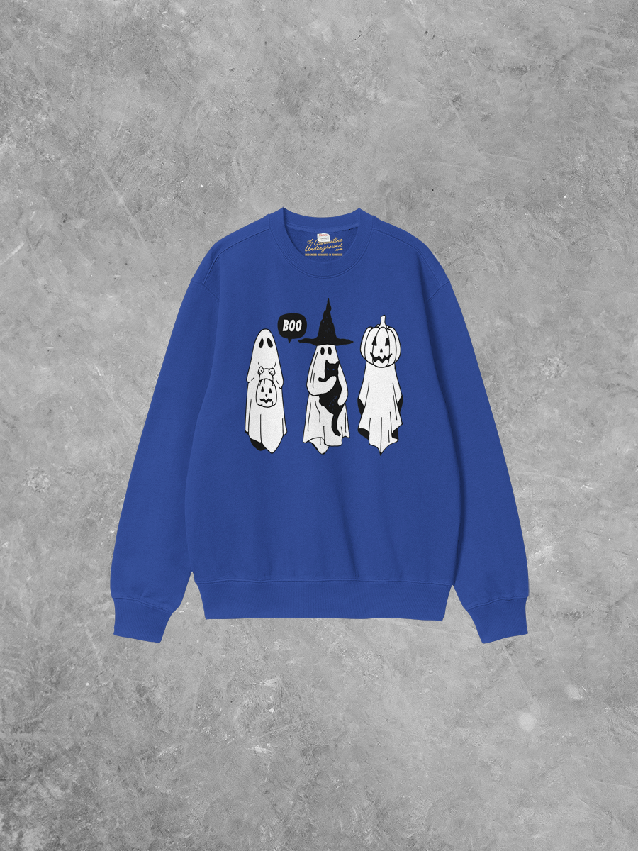 Underground Original Design: Three Little Ghosts Boxy Cotton Sweatshirt