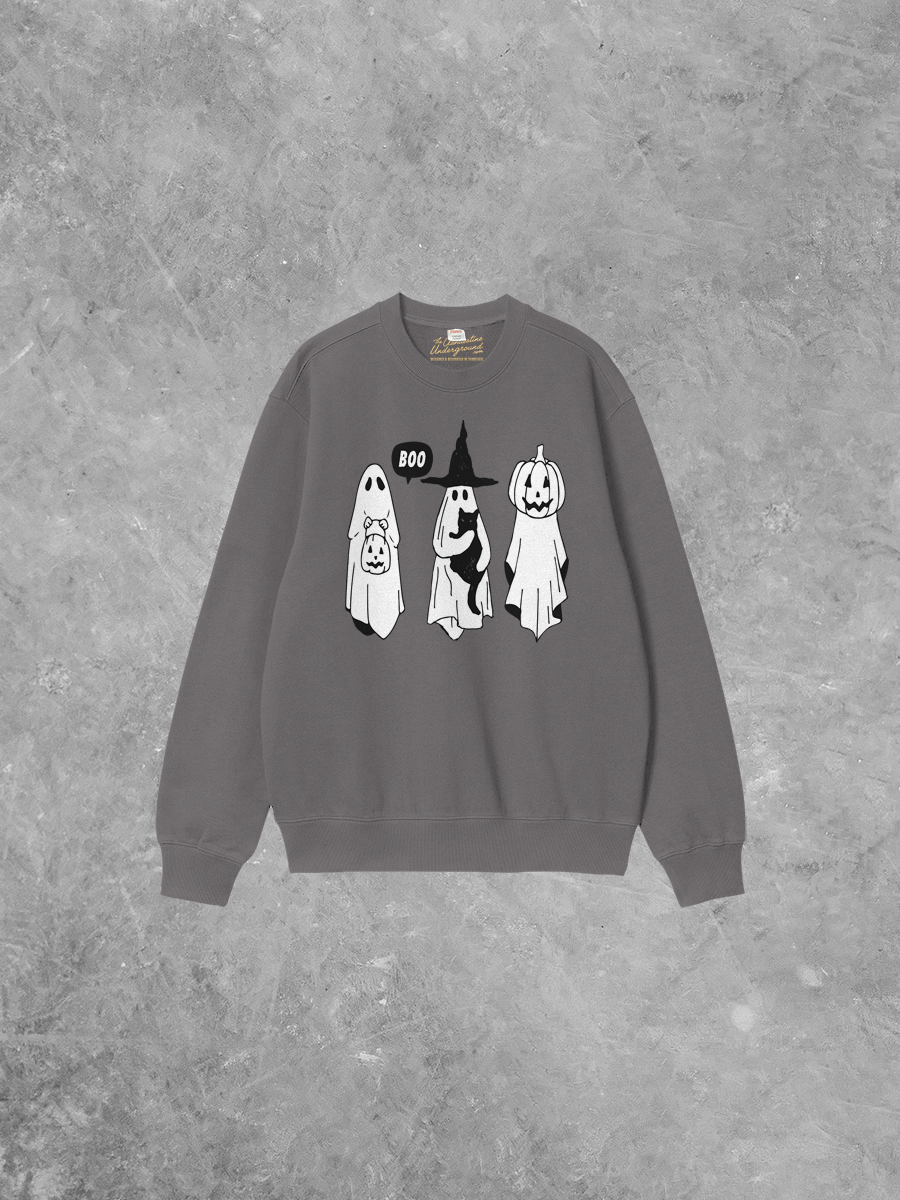Underground Original Design: Three Little Ghosts Boxy Cotton Sweatshirt