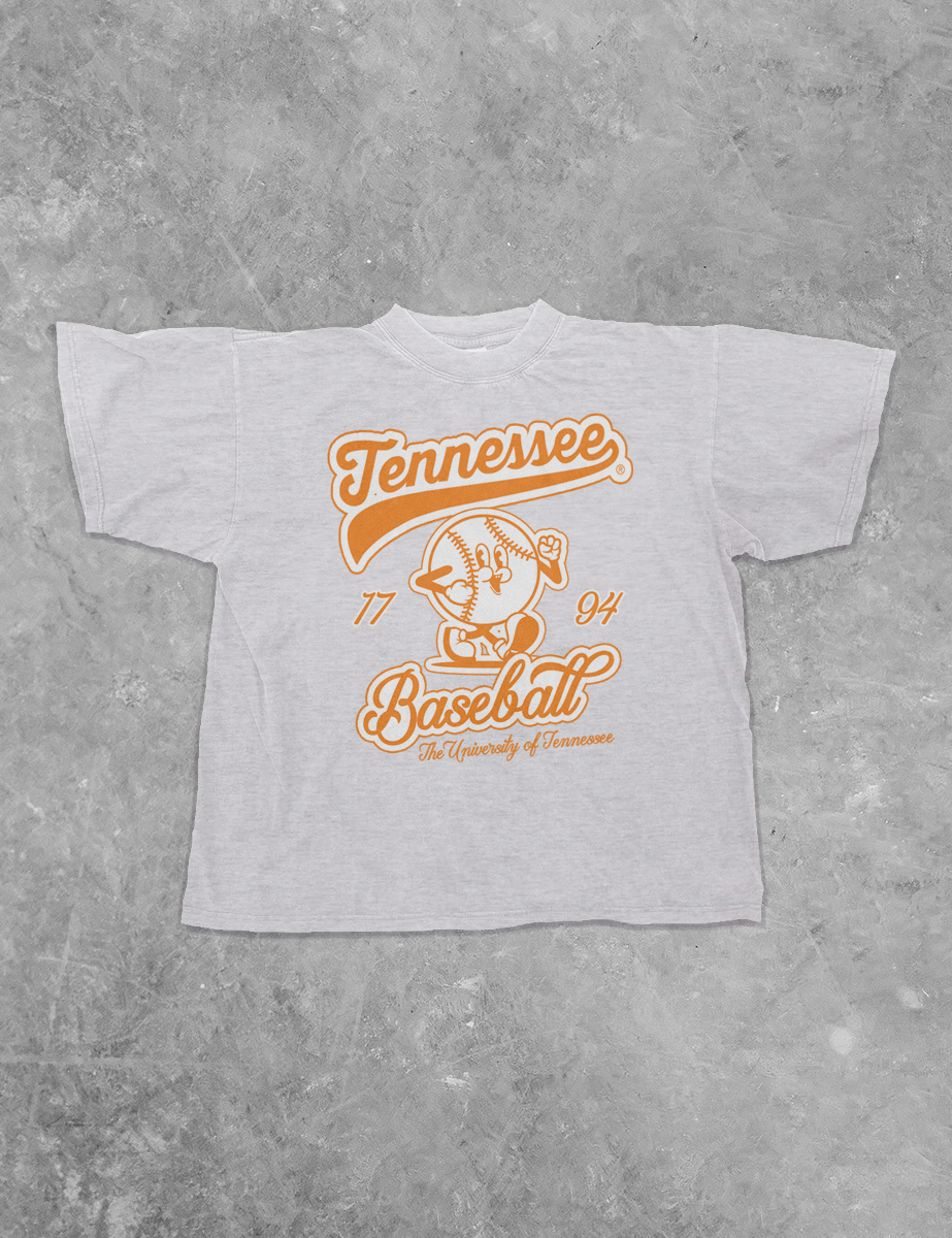 Underground Original Design: Tennessee Vols Baseball Cartoon Boxy Cotton TShirt