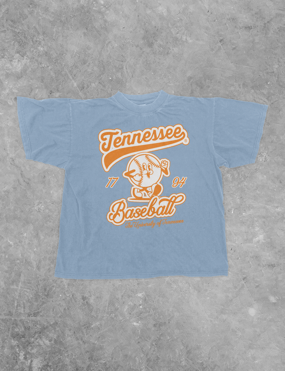 Underground Original Design: Tennessee Vols Baseball Cartoon Boxy Cotton TShirt