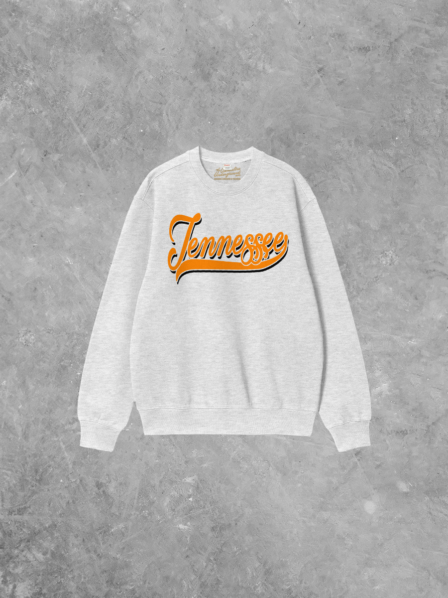 Underground Original Design: 90's Tennessee Script, Orange / Black Boxy Cotton Sweatshirt