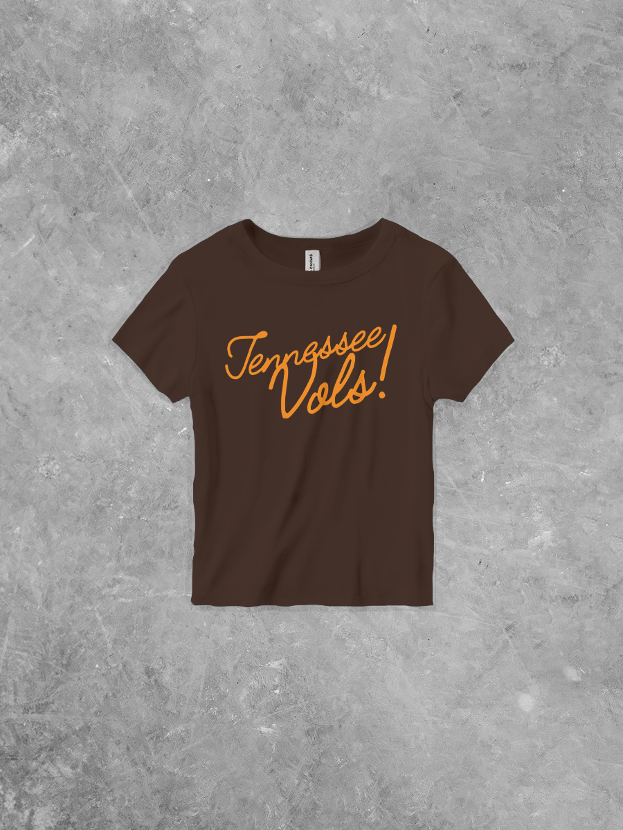 Tennessee Vols!, Cursive Bella Canvas Micro-Ribbed Baby Tee