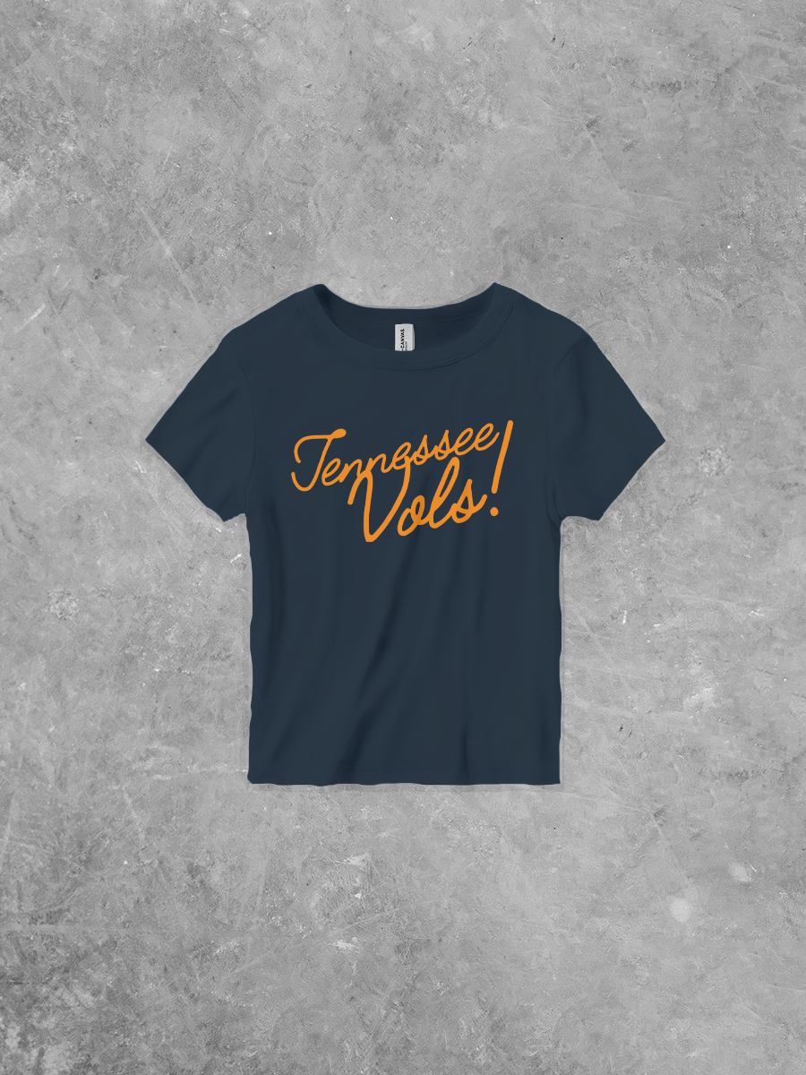 Tennessee Vols!, Cursive Bella Canvas Micro-Ribbed Baby Tee