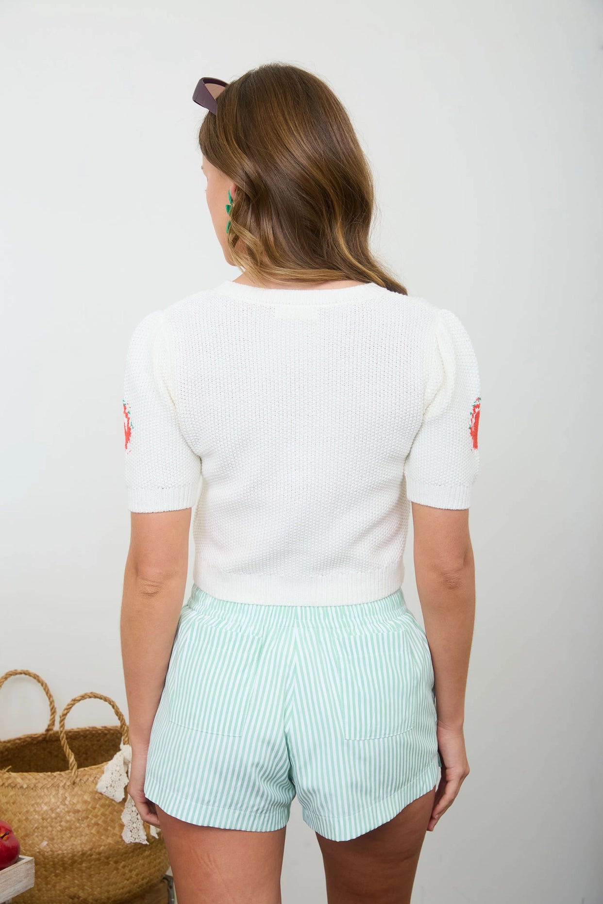 Tomato Motif Short Sleeve Knit Cardigan