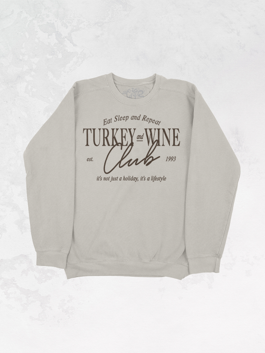 Underground Original Design: Turkey & Wine Club Oversized Vintage Sweatshirt