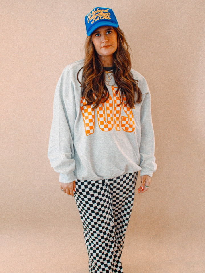 Underground Original Design: 90's Tennessee VOLS, Checkerboard Oversized 90s Sweatshirt