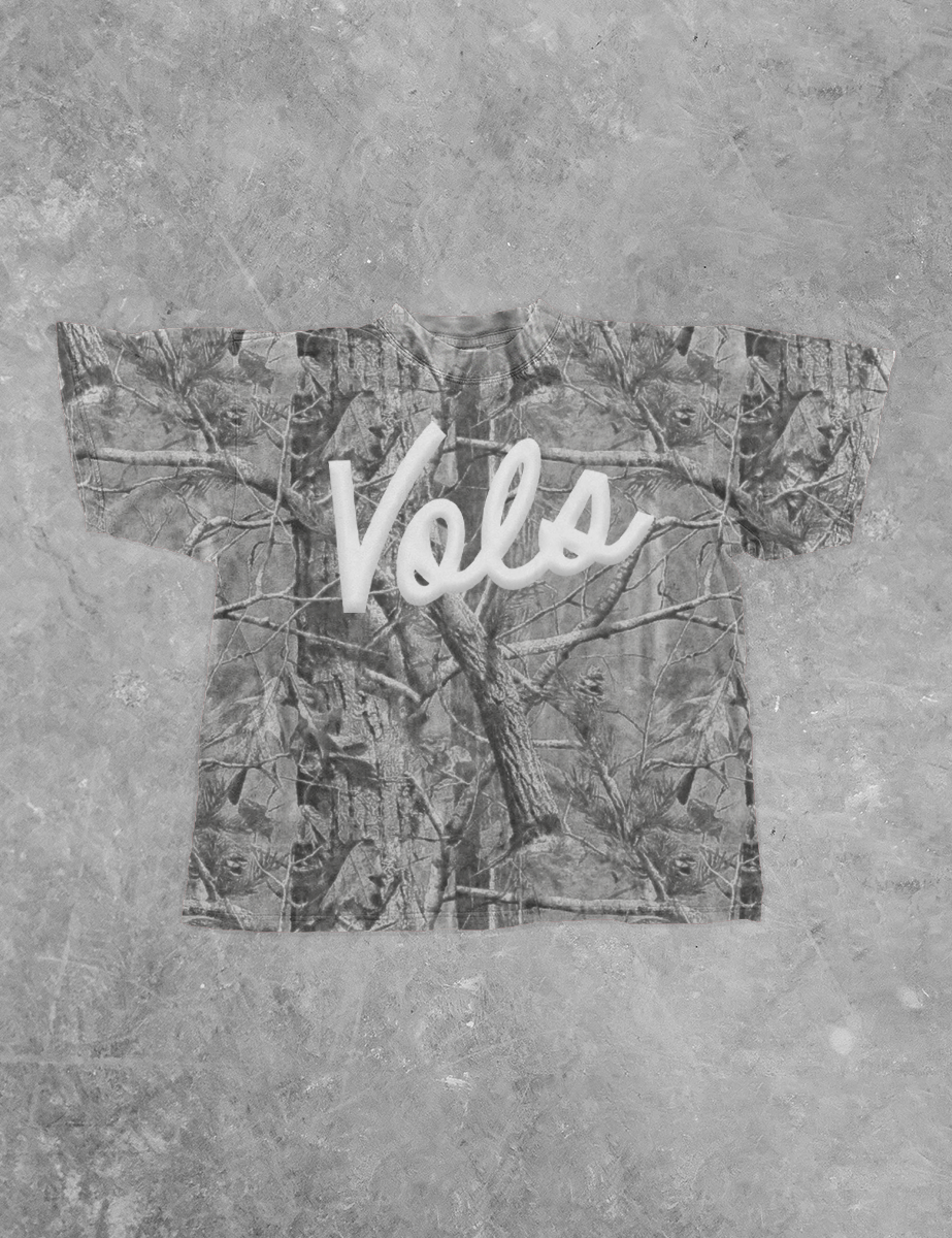 VOLS Cursive Lettering, Puff Camo Boxy TShirt