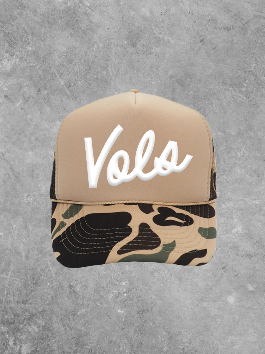 Vols Cursive Lettering, PUFF TN Game Day Trucker Hat
