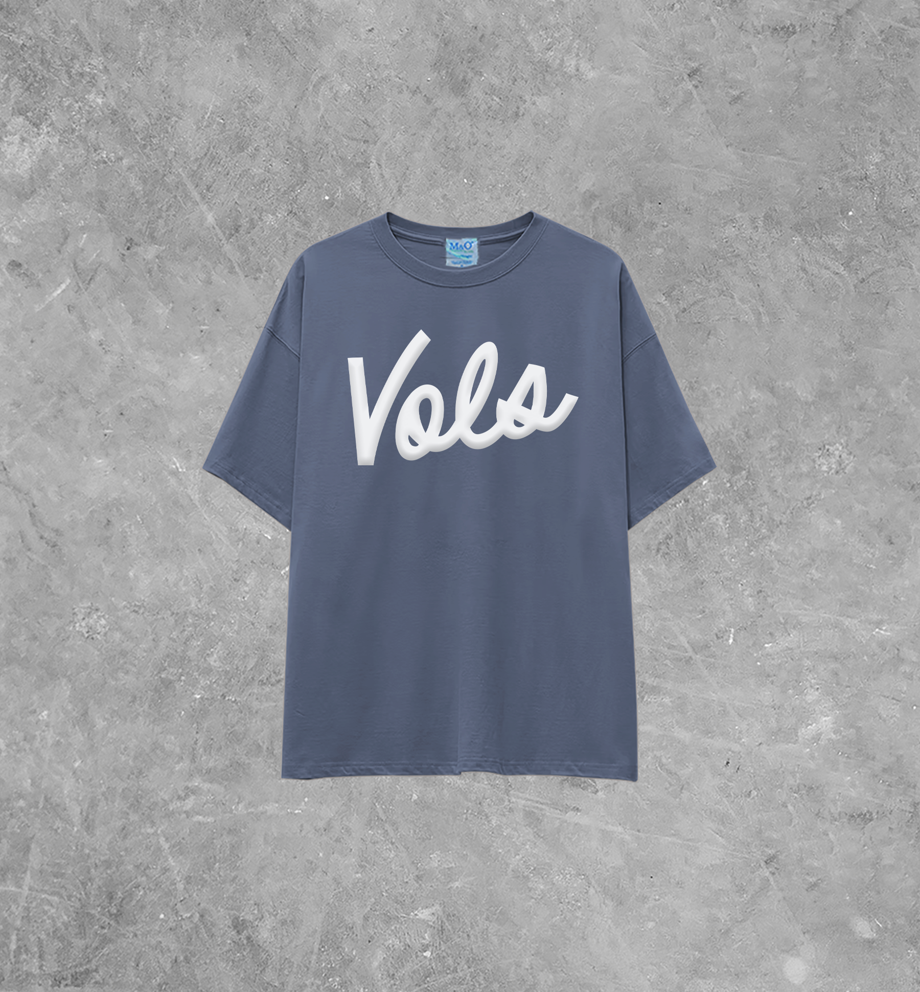 VOLS Cursive Lettering, White Puff Lightweight M&O Cotton TShirt