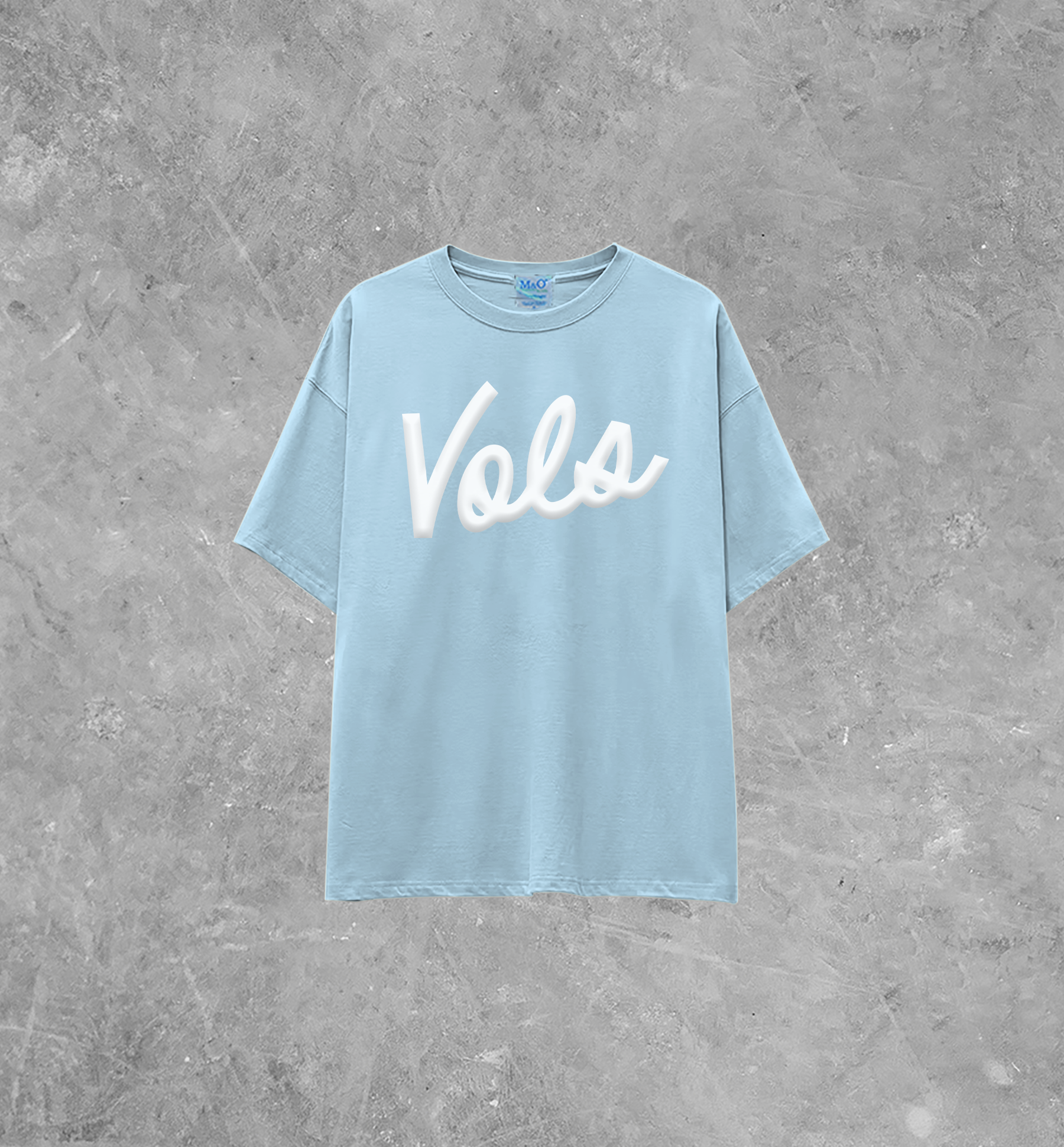 VOLS Cursive Lettering, White Puff Lightweight M&O Cotton TShirt