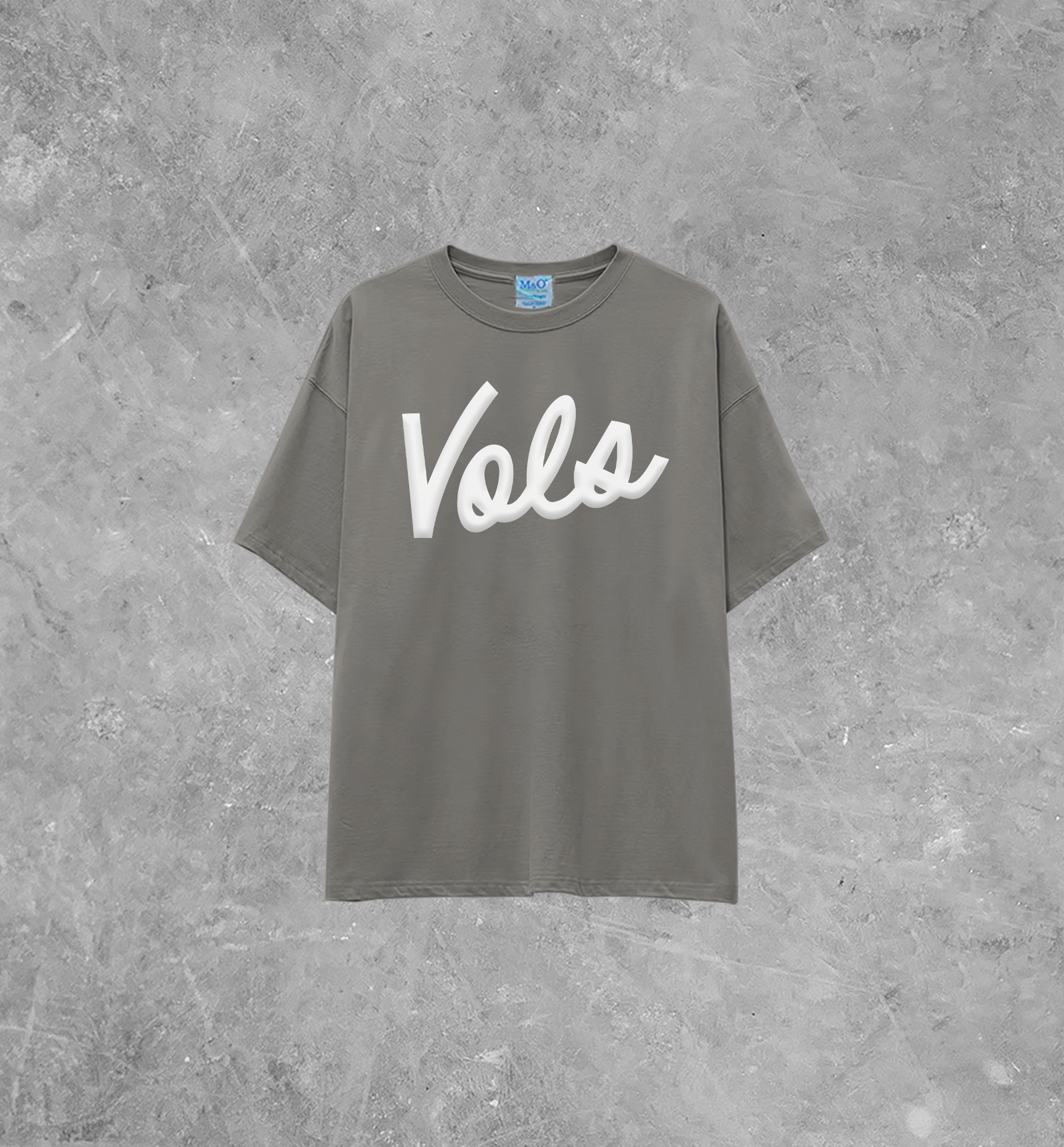VOLS Cursive Lettering, White Puff Lightweight M&O Cotton TShirt