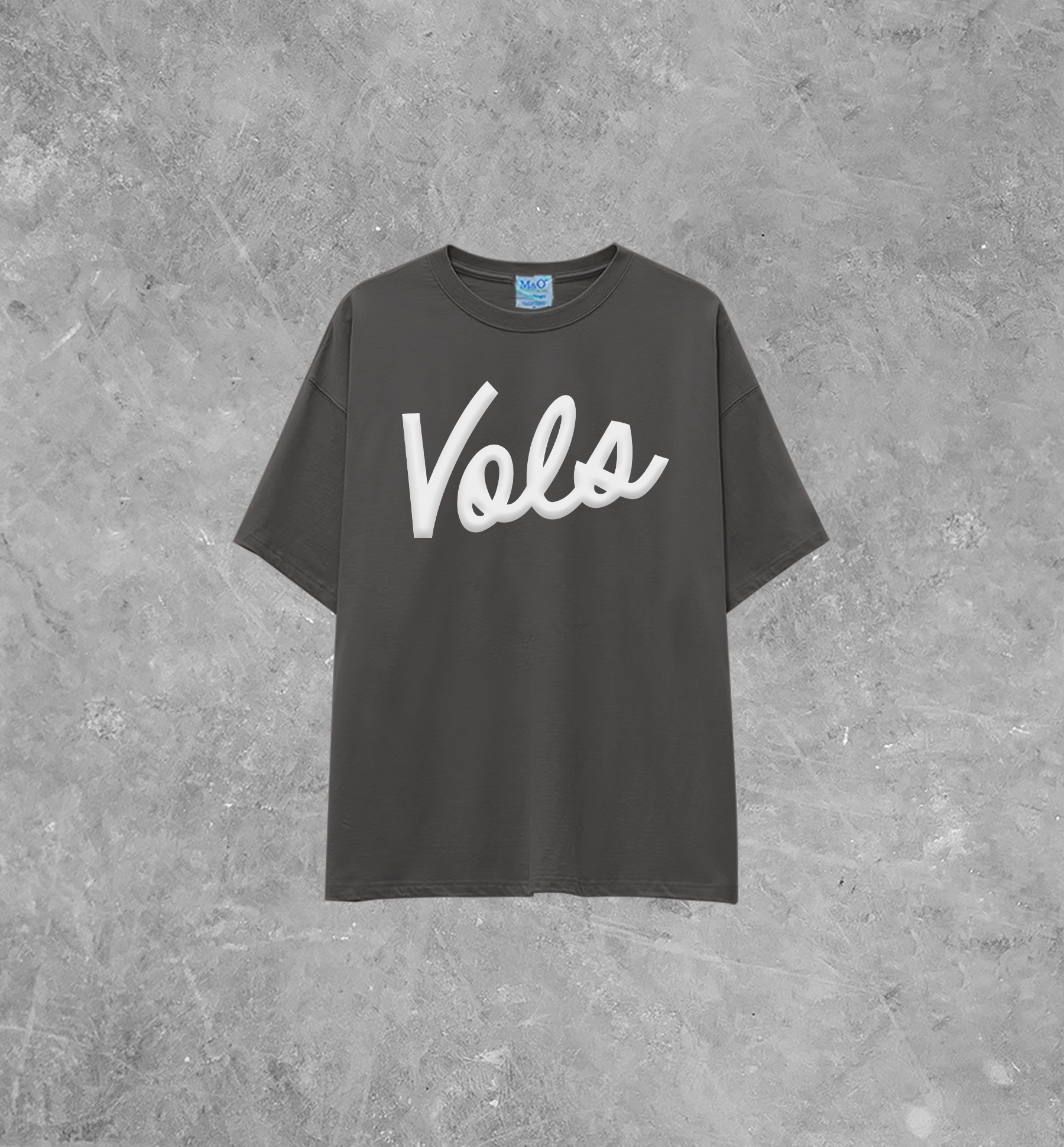 VOLS Cursive Lettering, White Puff Lightweight M&O Cotton TShirt
