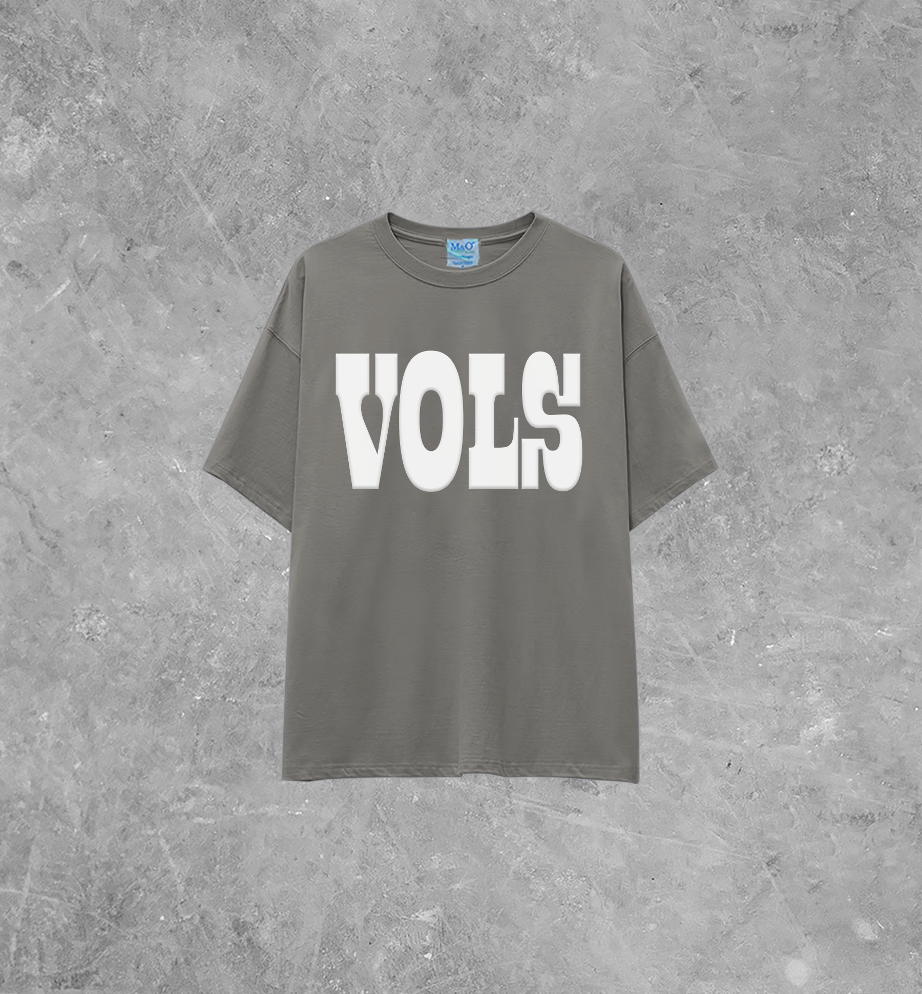 VOLS Western Style Block Letter, White Puff Lightweight M&O Cotton TShirt