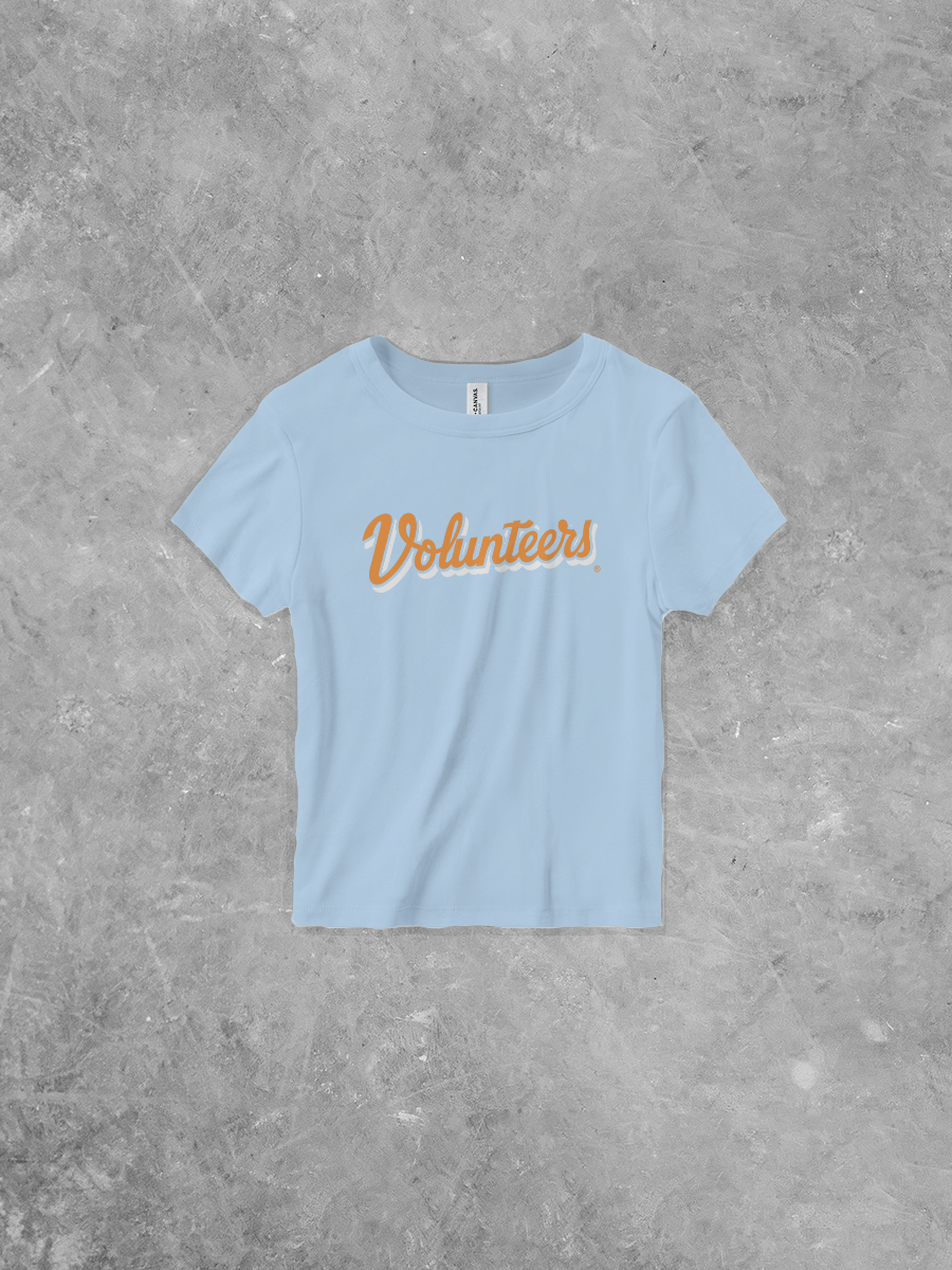 Volunteers Script Micro-Ribbed Bella Canvas Baby Tee