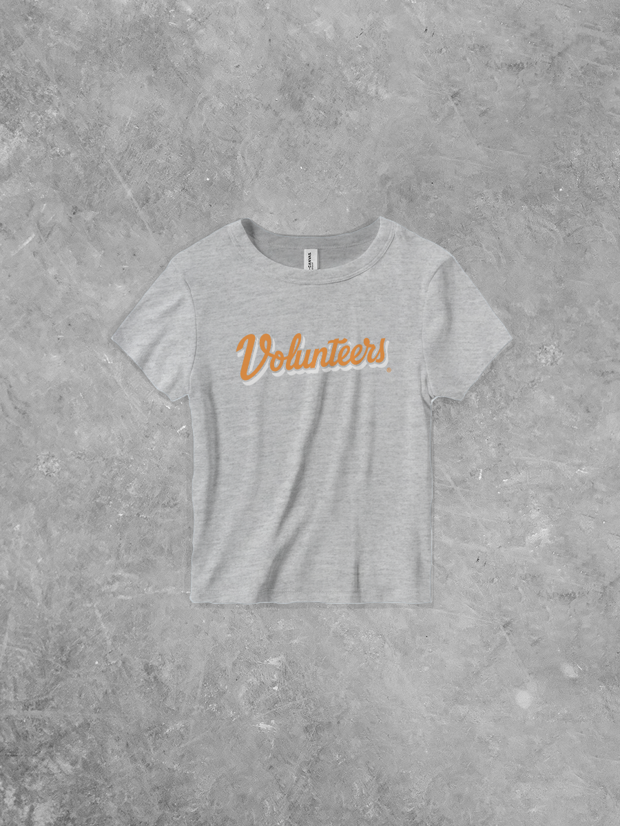 Volunteers Script Micro-Ribbed Bella Canvas Baby Tee