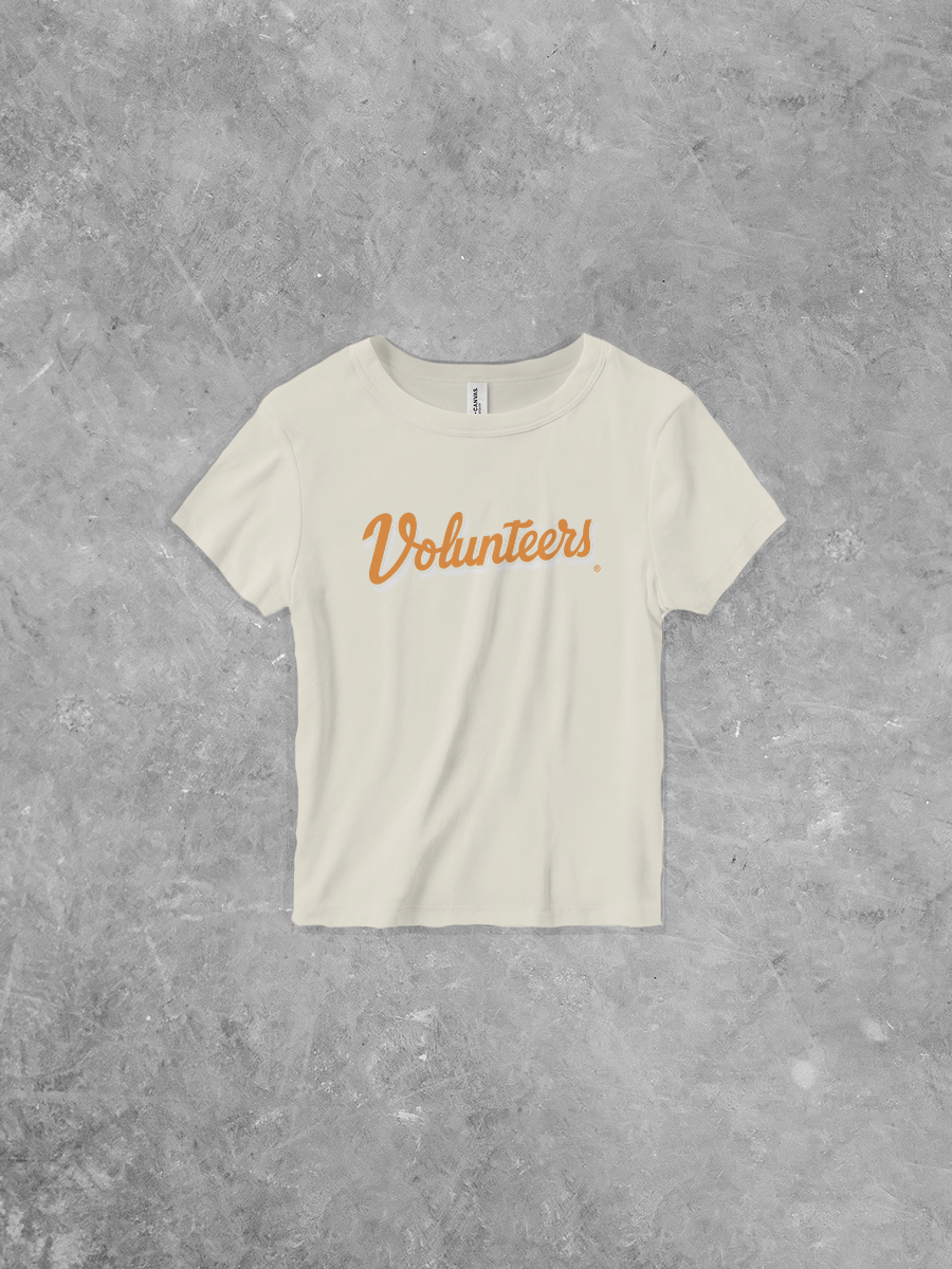 Volunteers Script Micro-Ribbed Bella Canvas Baby Tee