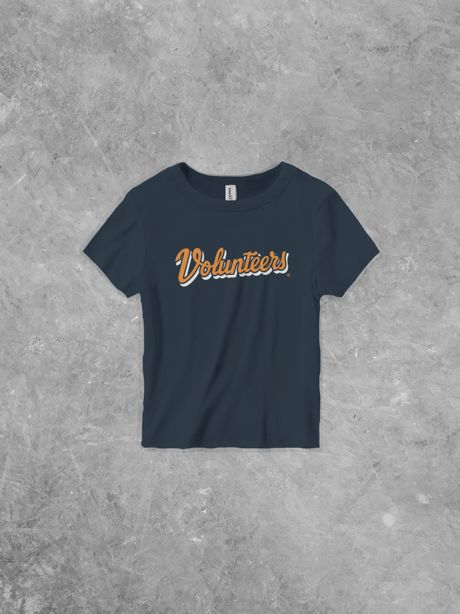 Volunteers Script Micro-Ribbed Bella Canvas Baby Tee