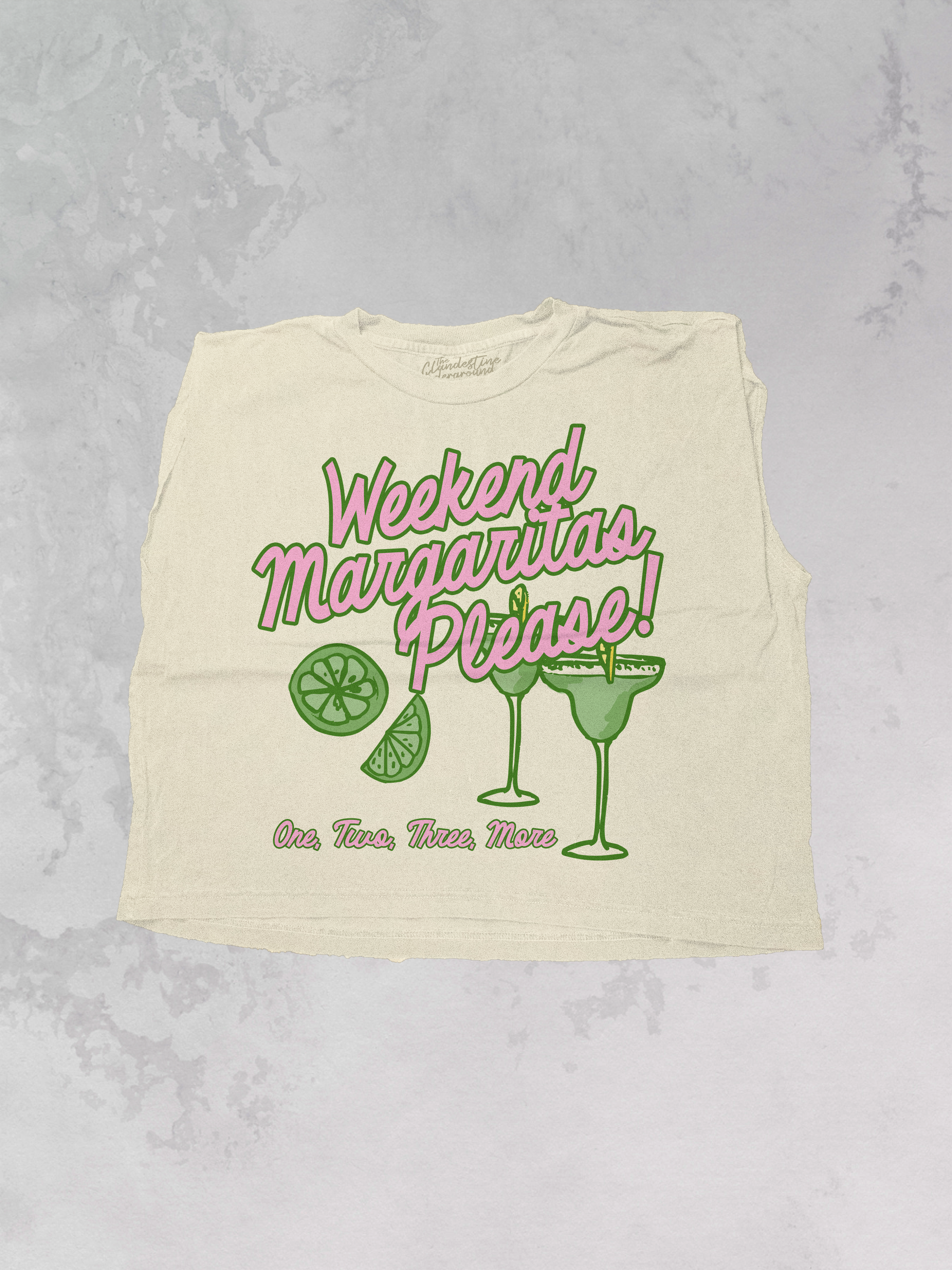 Underground Original Design: Weekend Margaritas Please! Cropped Muscle Tank