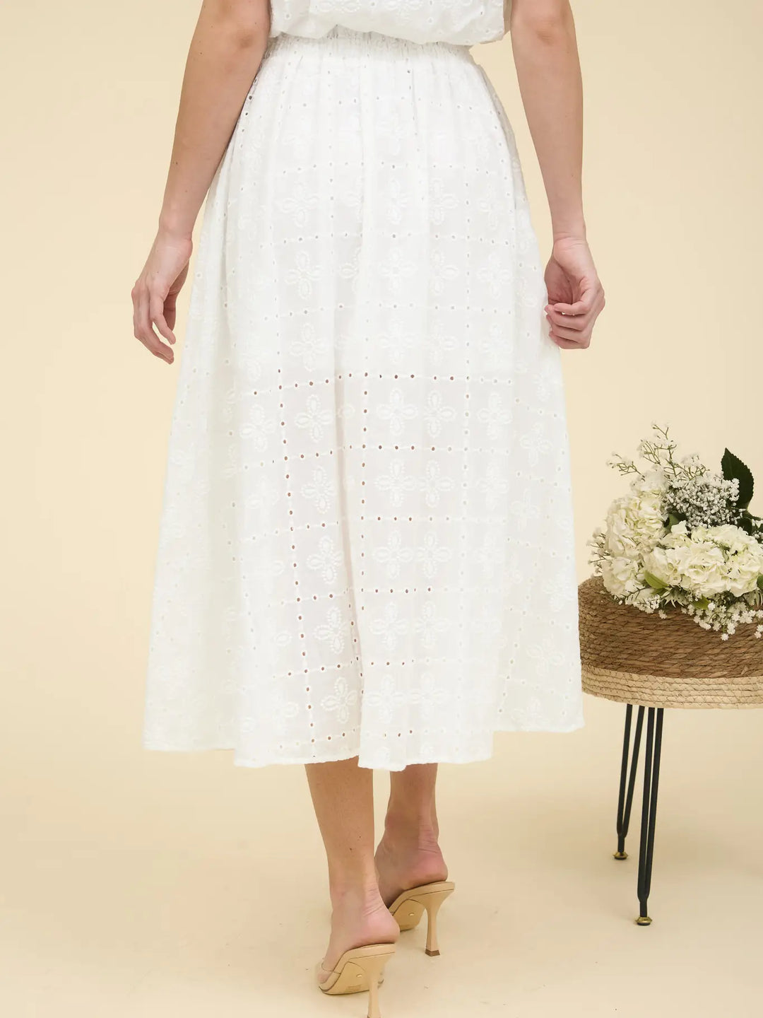 Embroidery Detail Midi Skirt