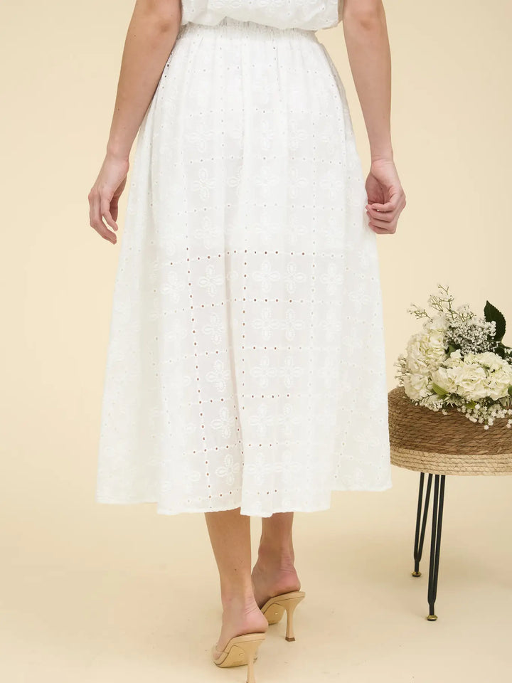 Embroidery Detail Midi Skirt
