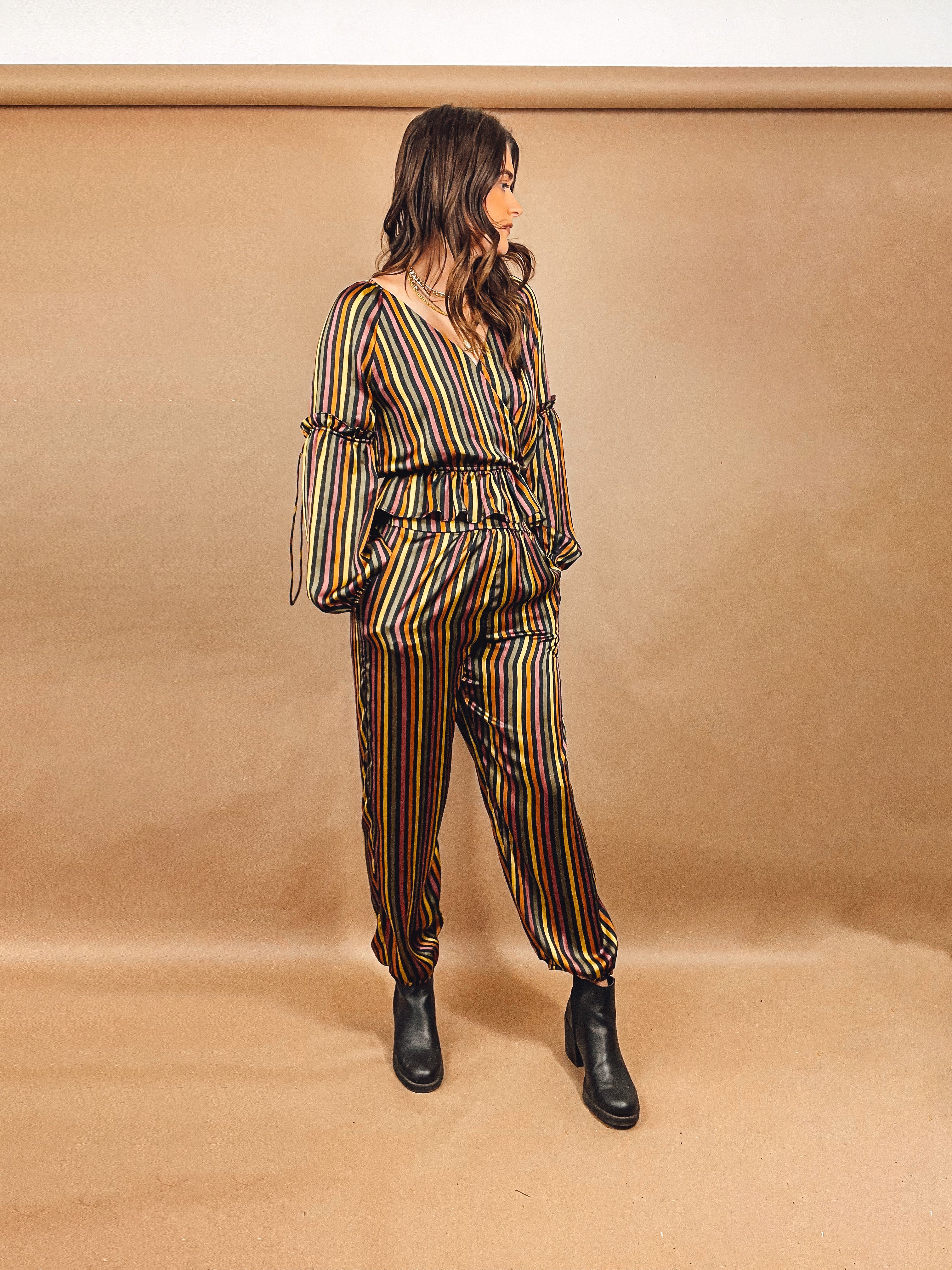 Striped Blouse with Peplum Detail