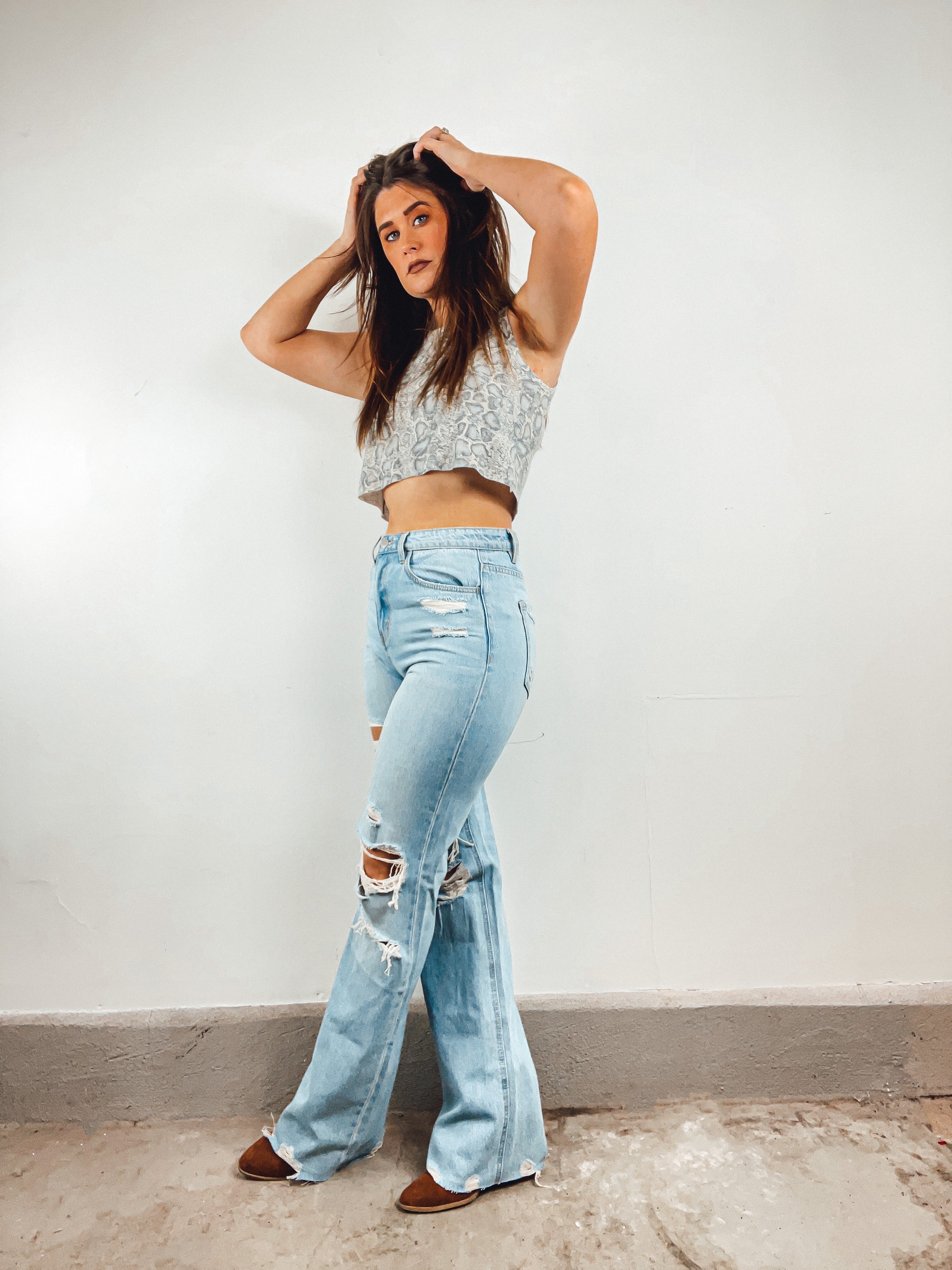 Snake Print Cropped Tank