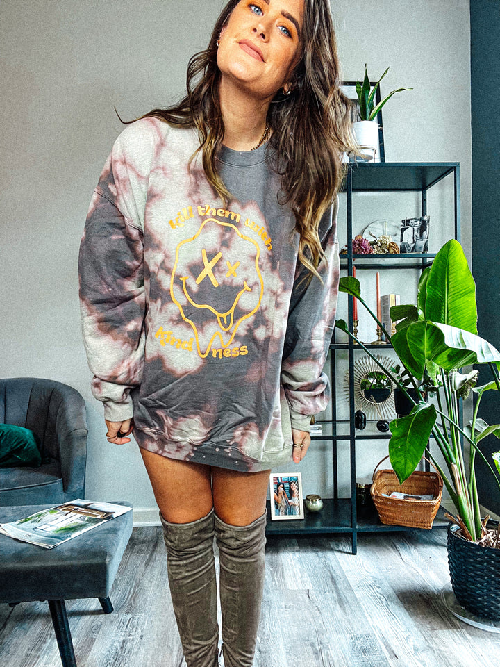 Underground Original Design: Kill Them With Kindness Oversized Bleached 90s Sweatshirt