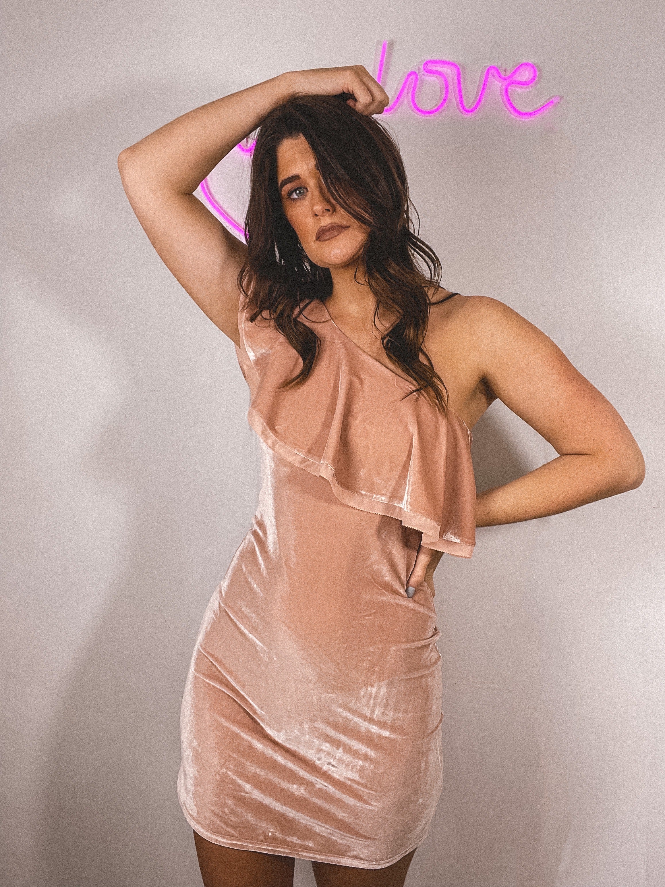 Velvet One Shoulder Dress