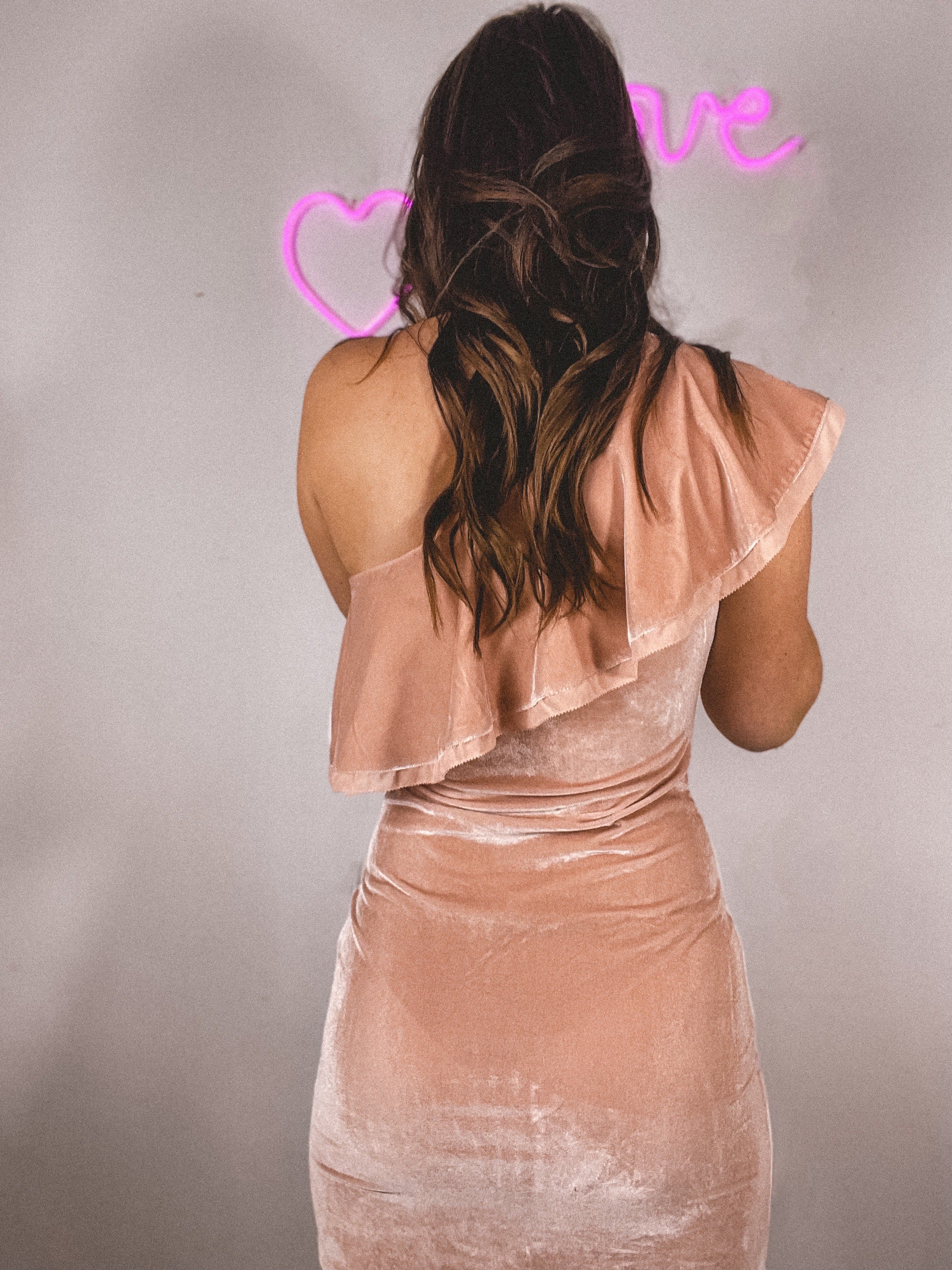 Velvet One Shoulder Dress