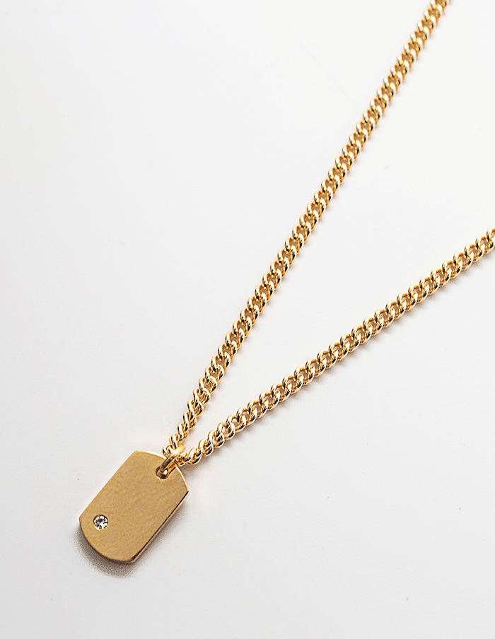Pave Dog Tag Choker Necklace