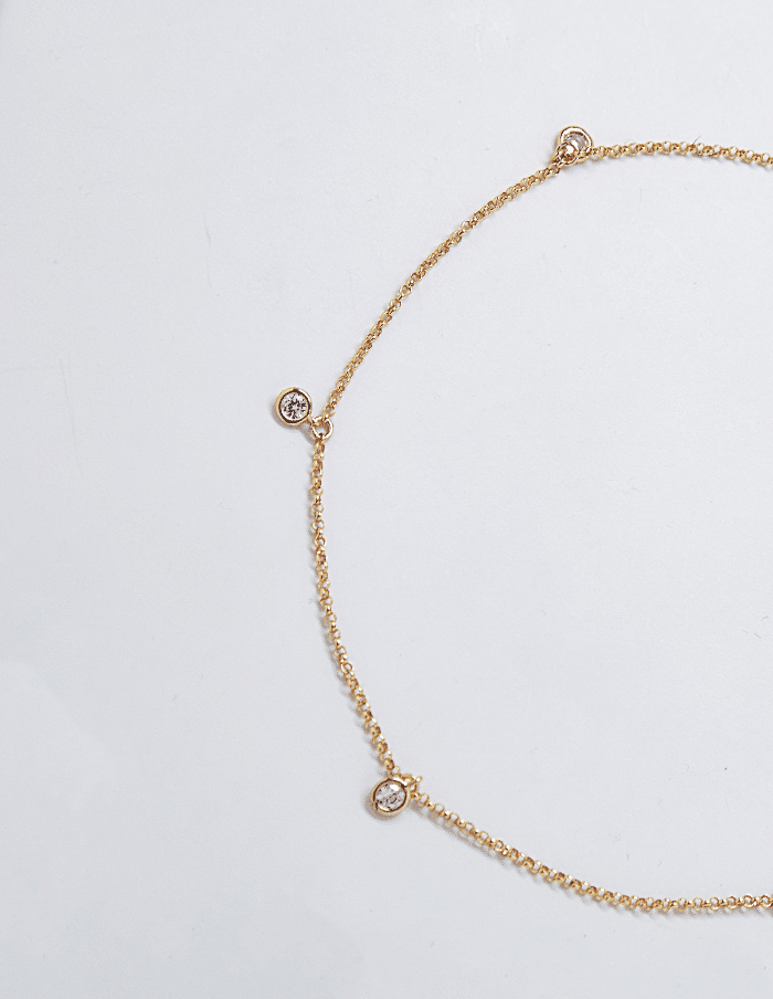 White Cz Chain Choker Necklace