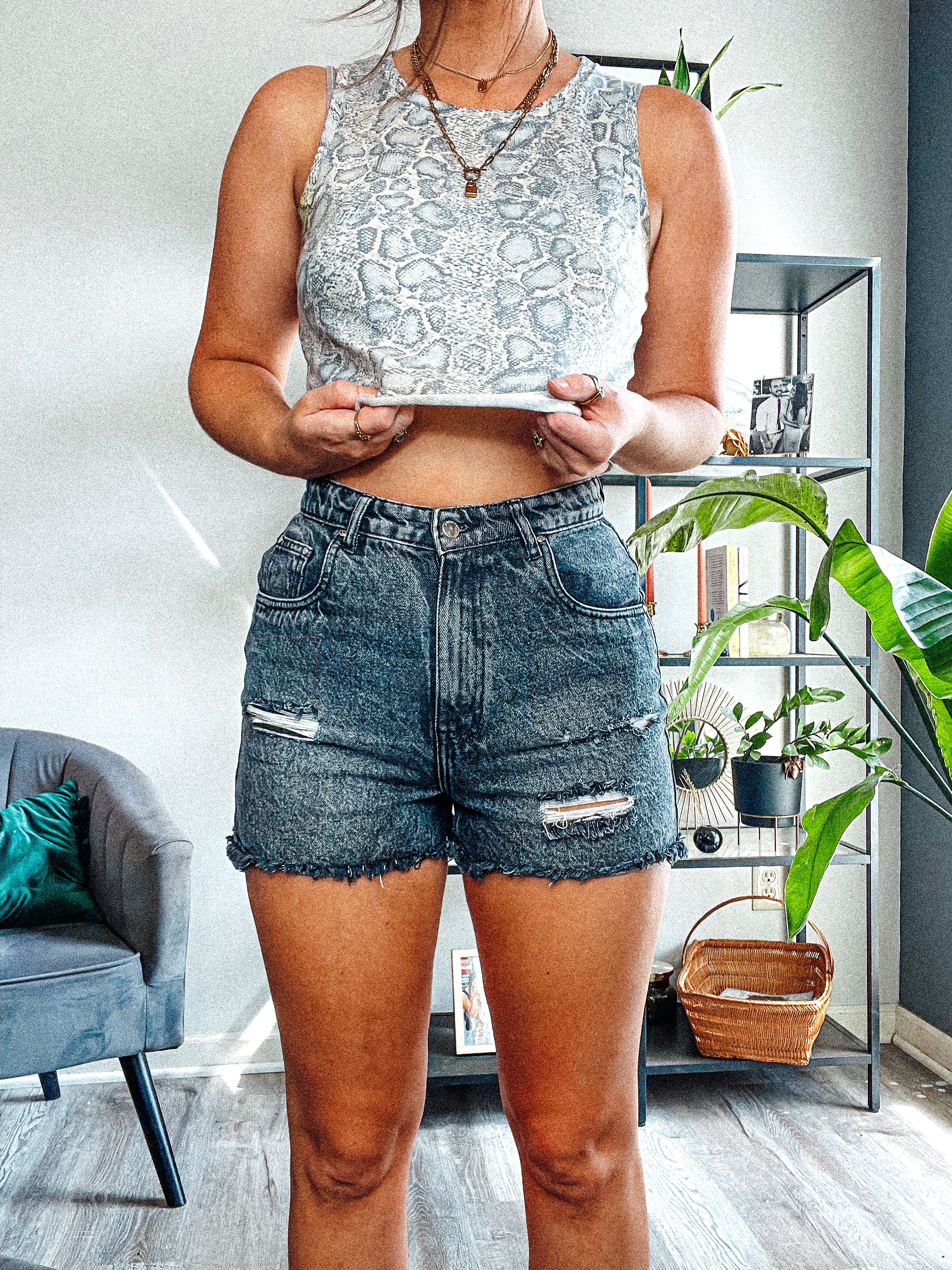 Snake Print Cropped Tank