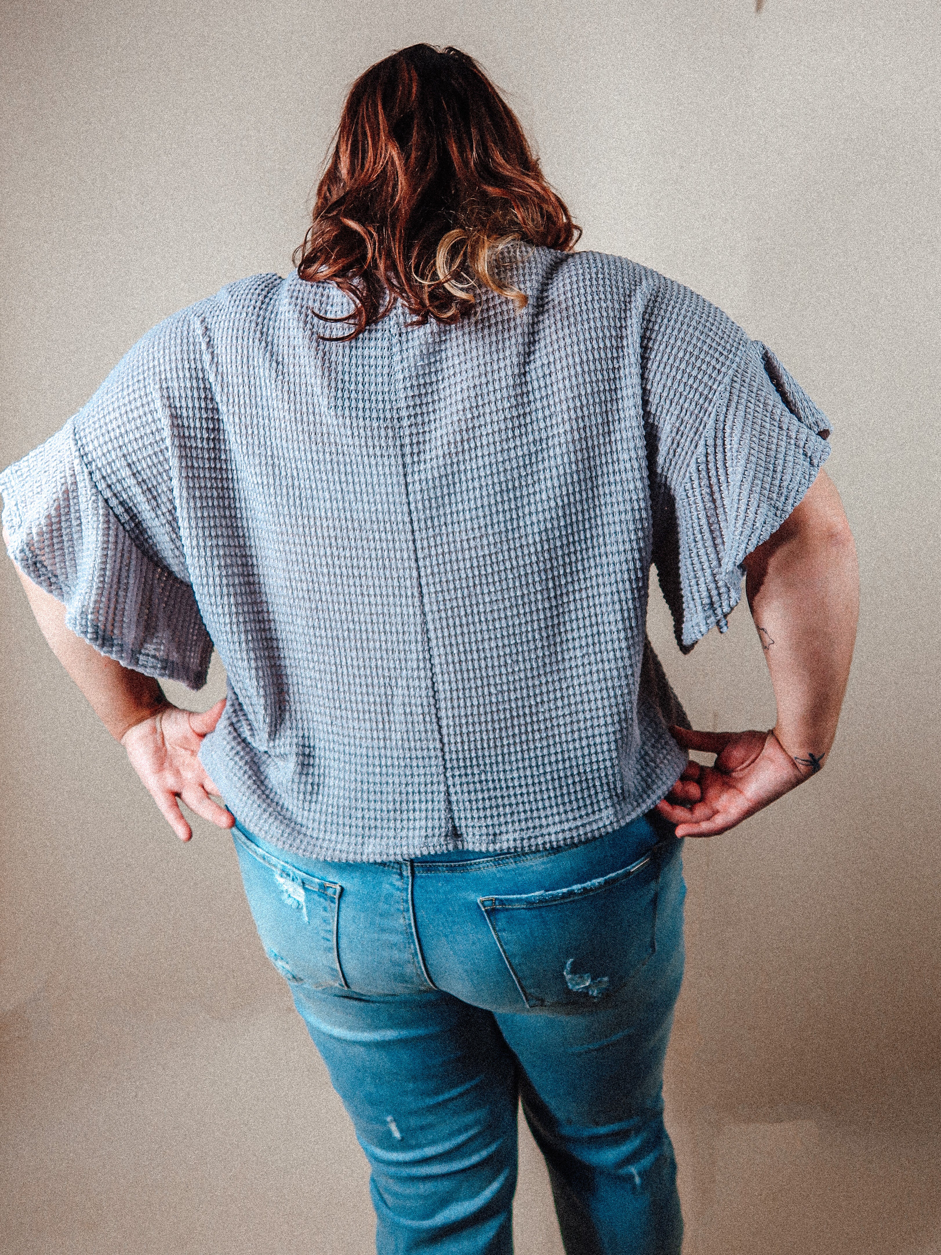 Waffle Knit Oversized Top | Curvy