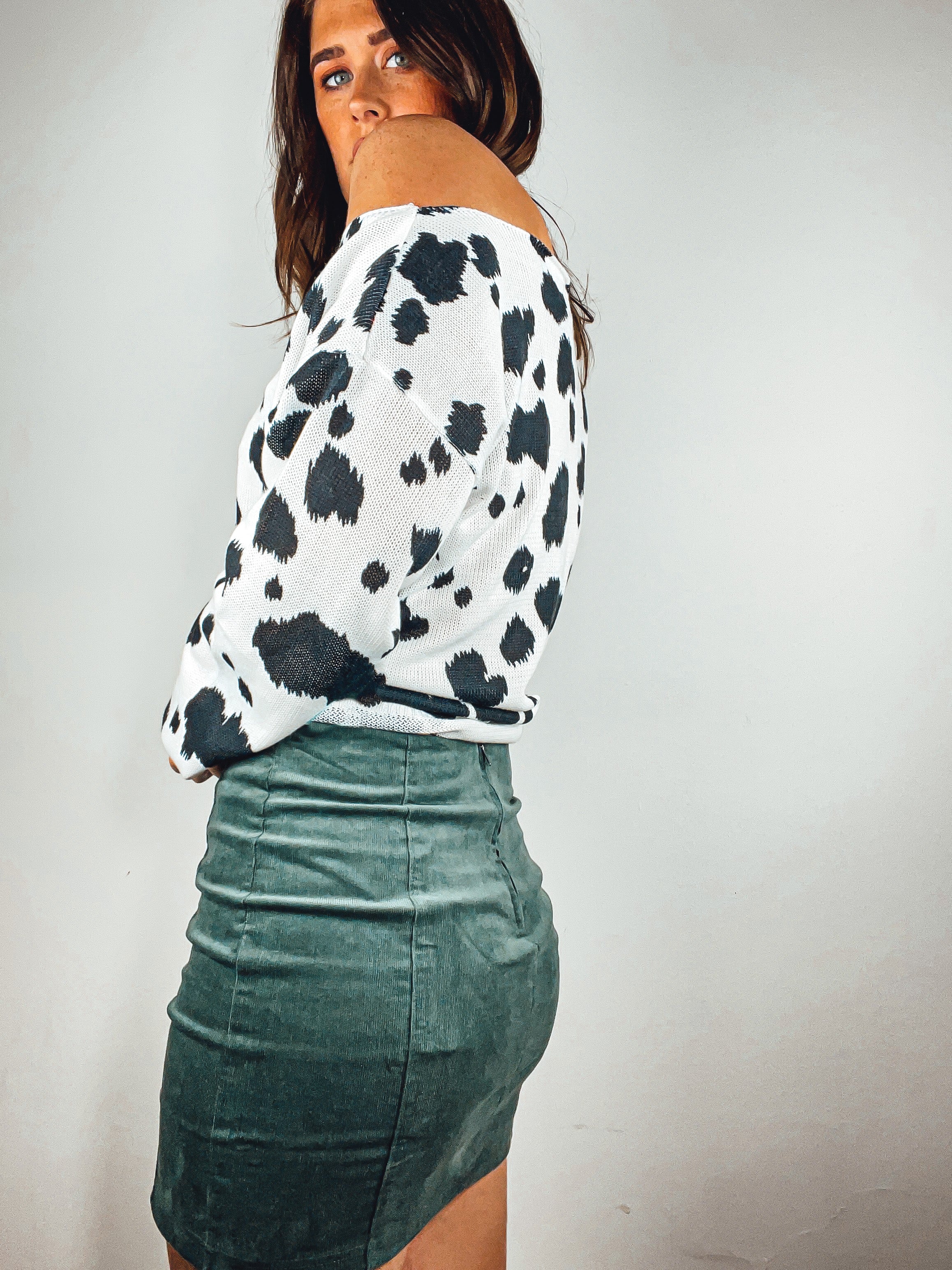 Emerald Eyes Cord Mini Skirt