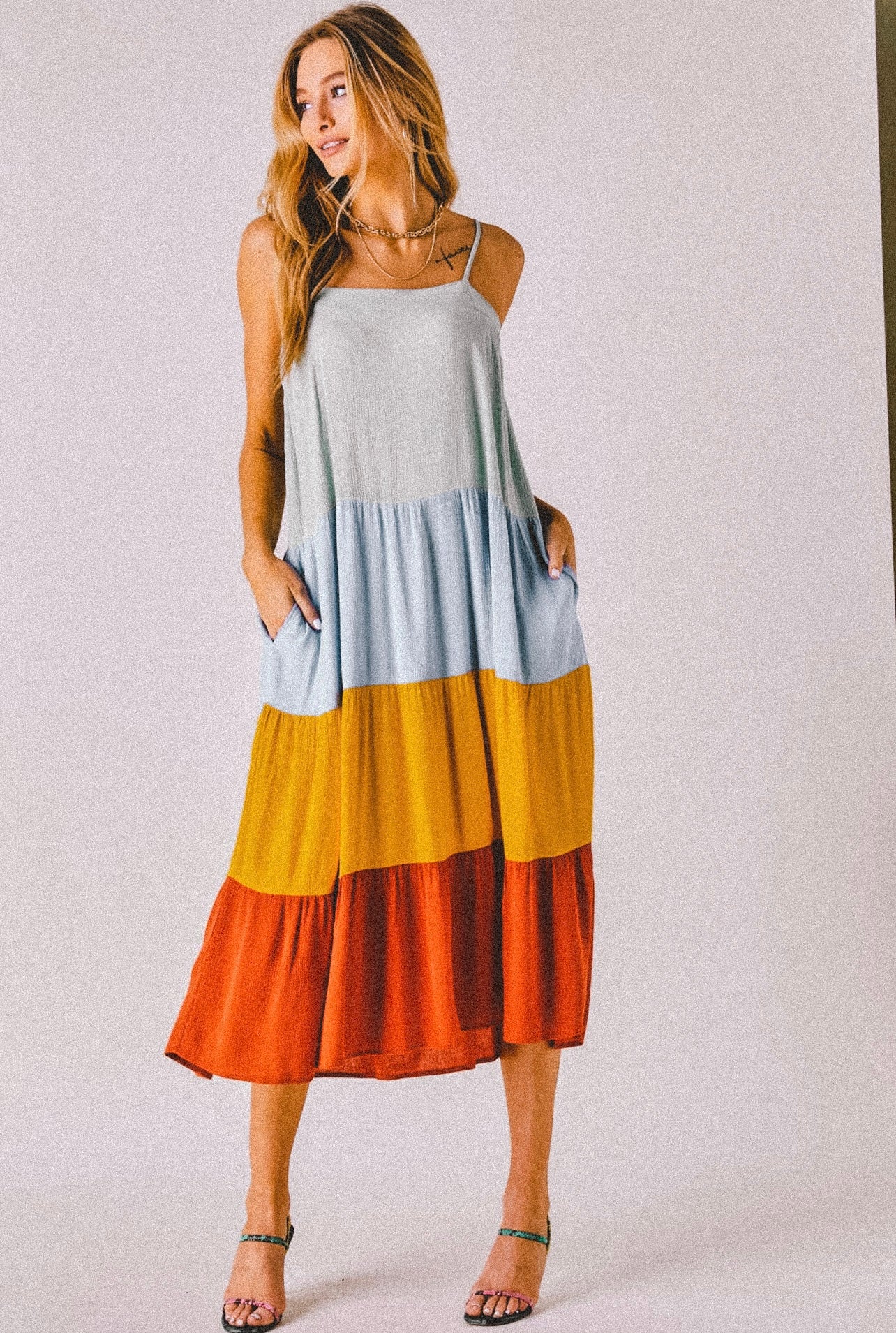 Color Block Midi Dress
